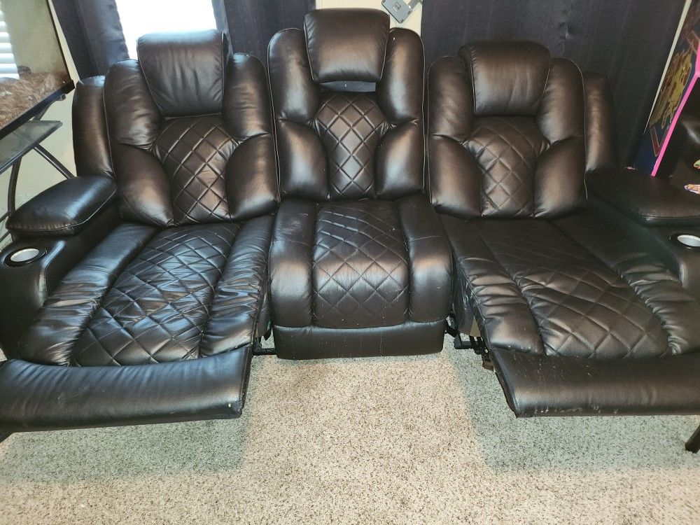 Leather Recliner Sofa