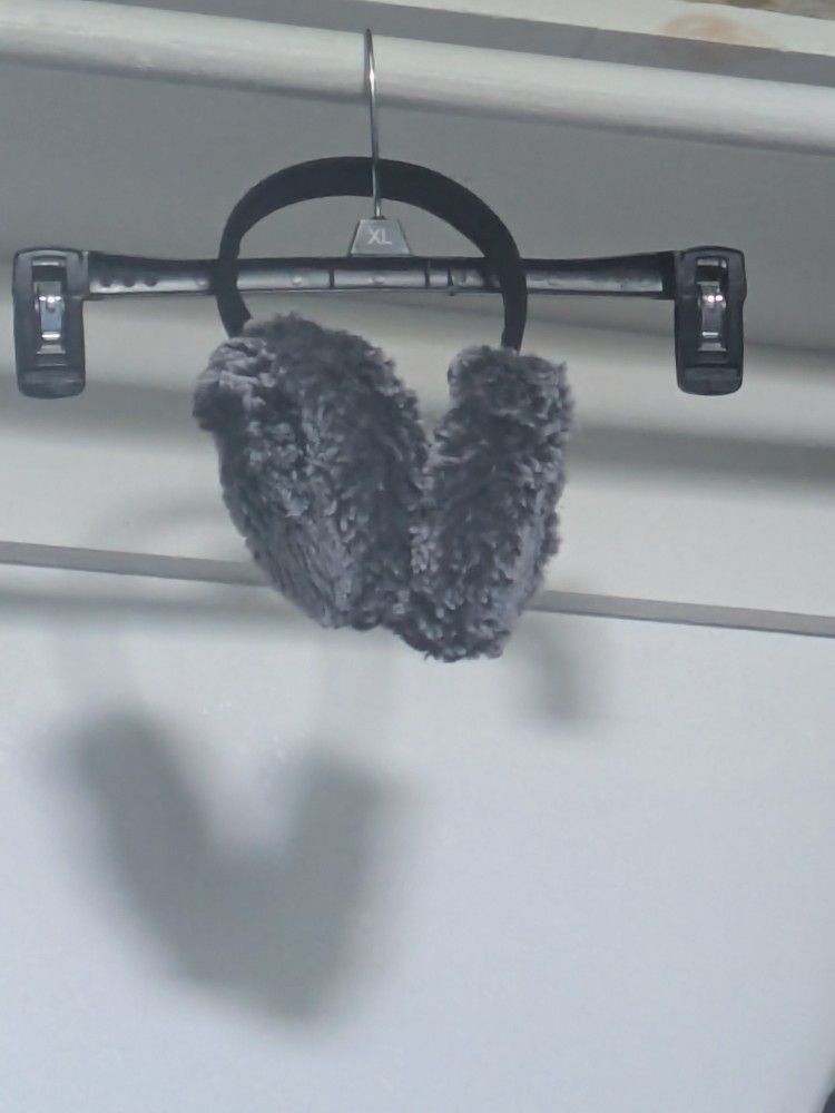 Grey Black Fluffy Earmuffs