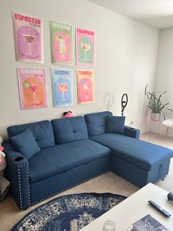 Wayfair blue pull out sofa couch