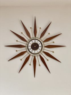 Restored Mid Century Starburst Wall Clock
