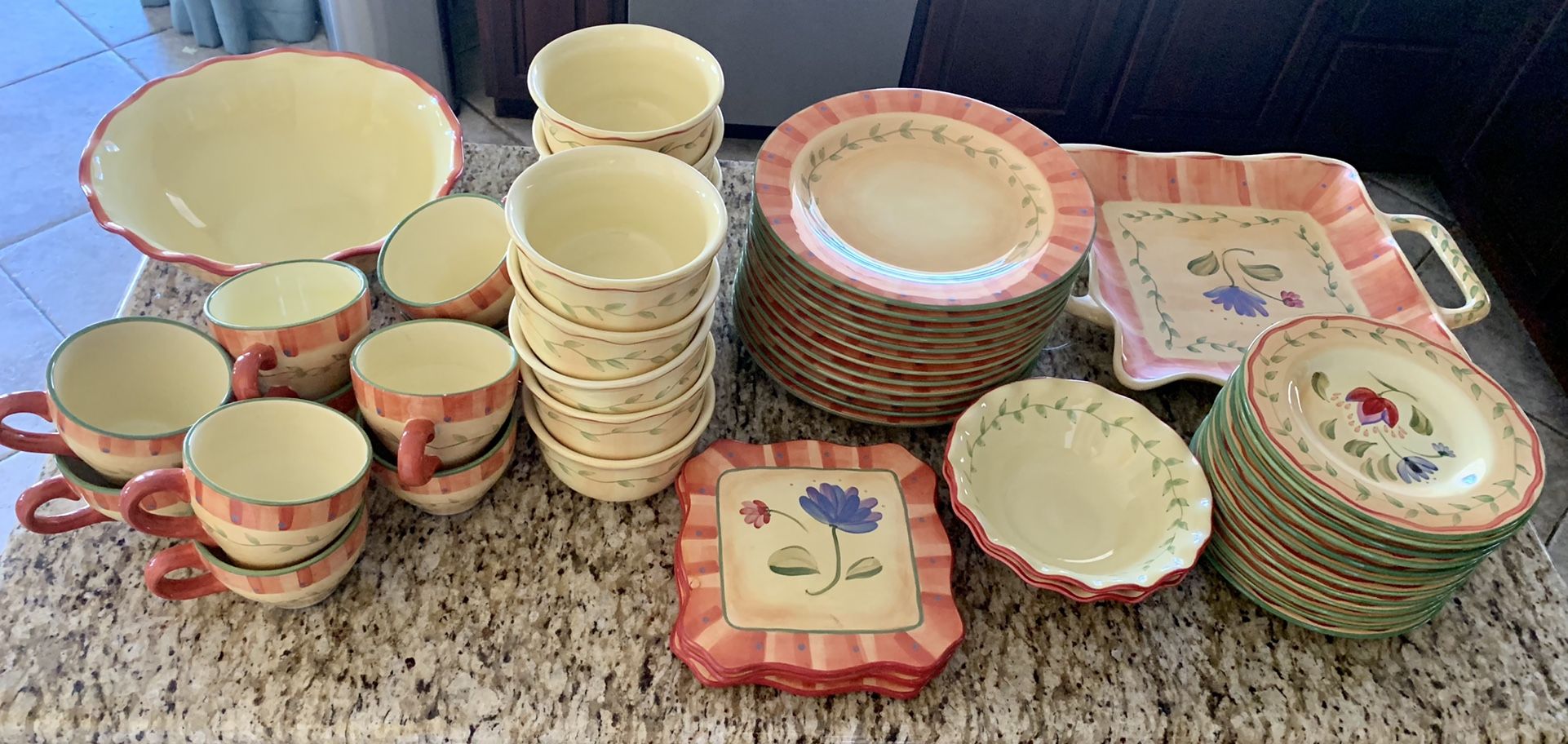 Gorgeous Large set of Pfaltzgraff Napoli plates, cups, bowls and more