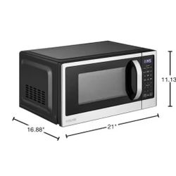 Vissani 21 in. 1.1 cu. ft. 1000-Watt Countertop Microwave Oven in Fingerprint Resistant Stainless Steel and Bar handle