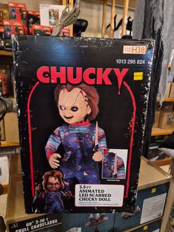 New 3.5 FT Animated LED Scarred Chucky Doll