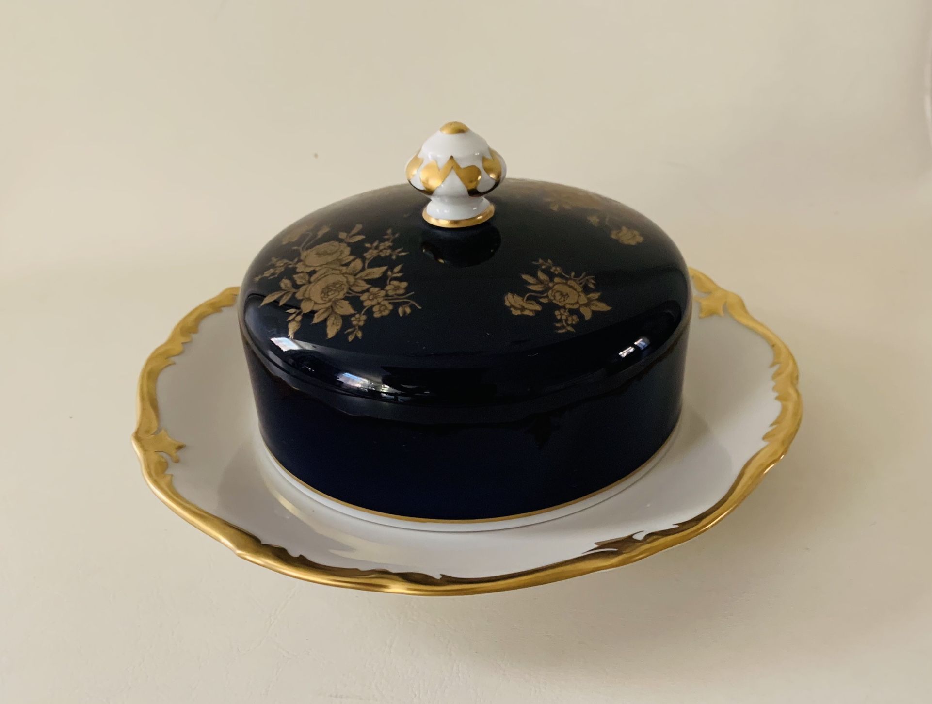 Vintage Reichenbach Kobalt Blue Porcelain Butter/chess Dish
