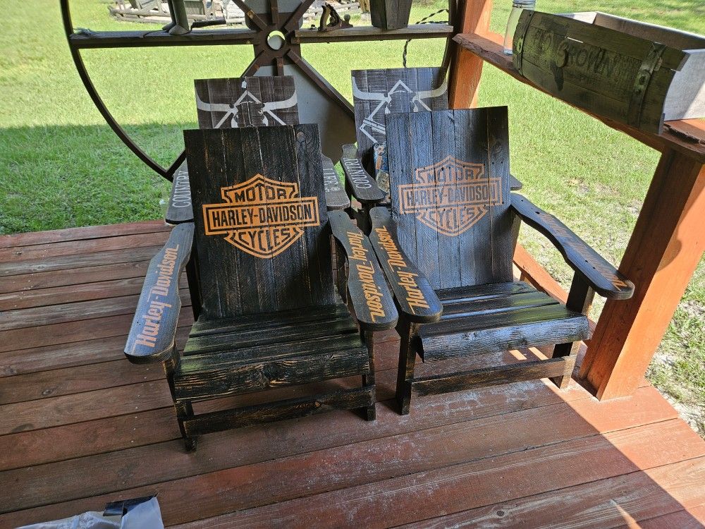 Custom Made Harley Davidson Adirondack Chairs