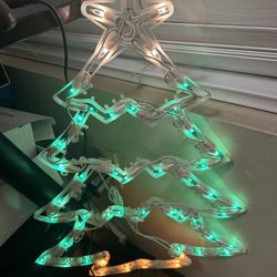 20” Christmas Tree Lighted Double Sided INDOOR OR OUTDOOR Window Decor BOXED Vtg