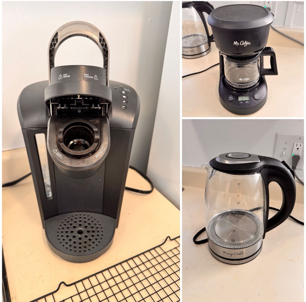 Keurig Coffee Maker + Mr. Coffee Machine + Electric Kettle Bundle