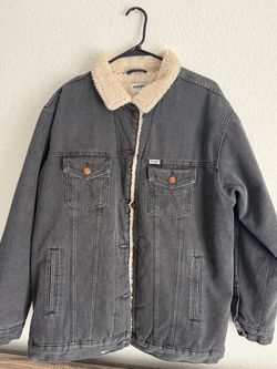 Wrangler Sherpa-Lined Gray Denim Jacket