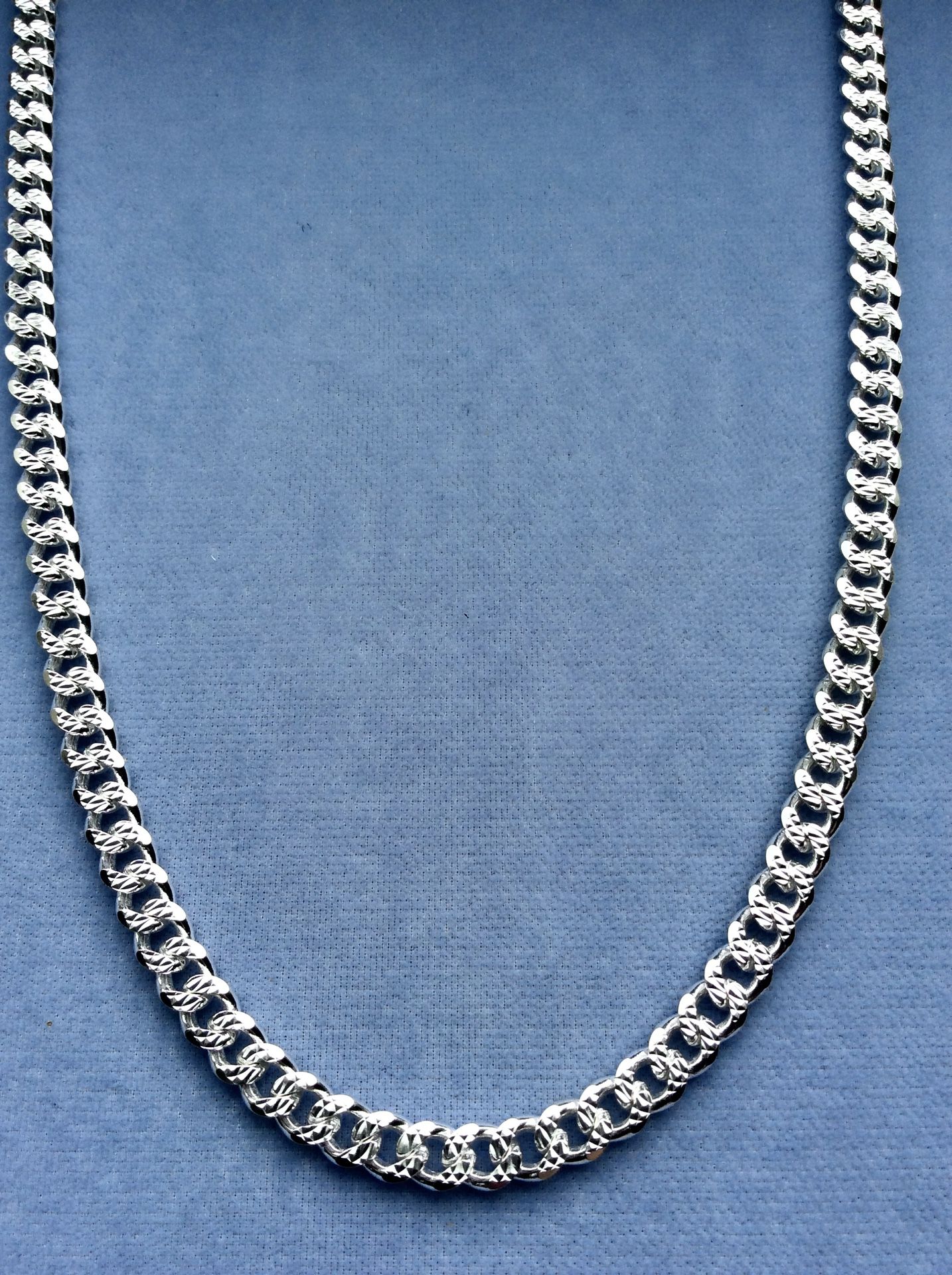 24” Diamond Cut Cuban Necklace QUALITY 5mm Solid Sterling Silver Italy 925  *Pickup Boca Raton