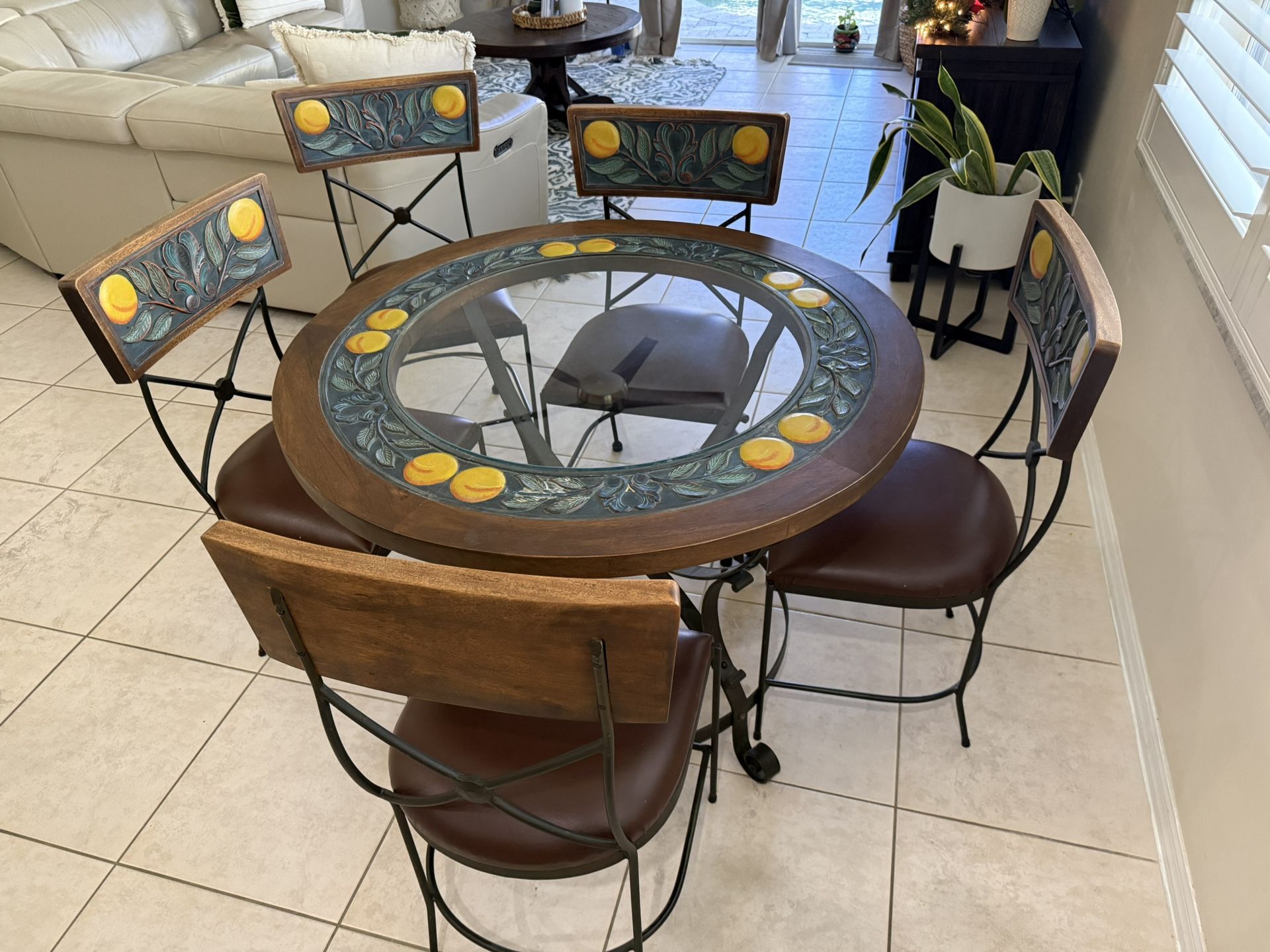 Hand Carved Table and 5 Chairs