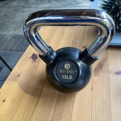 Body Sport 15 Lbs  Rubber Crome Kettlebell 