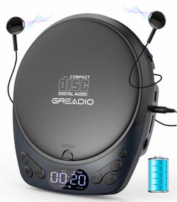 Portable CD Player With Headphones, Rechargeable Discman CD Player For Car & Home, Small CD Players Portable With 60s Anti-Skip, Supports CD/MP3/WMA/T