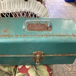 Antique Fishing Tackle Box With Indent Ruler On Top