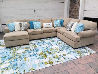 Beige U Shaped Sectional Sofa