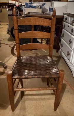 Antique Ladderback Chair with Woven Seat