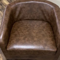 Set Of 2  Brown Swivel Chairs