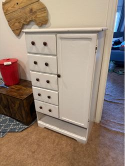 White Farmhouse Cabinet Dresser w Drawers & Door ‼️NEED GONE ASAP‼️