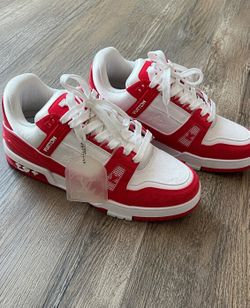 Louis Vuitton Trainer Sneakers Red/White w/ LV Tag