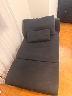 Gray Fabric Chaise Lounge with Pillow