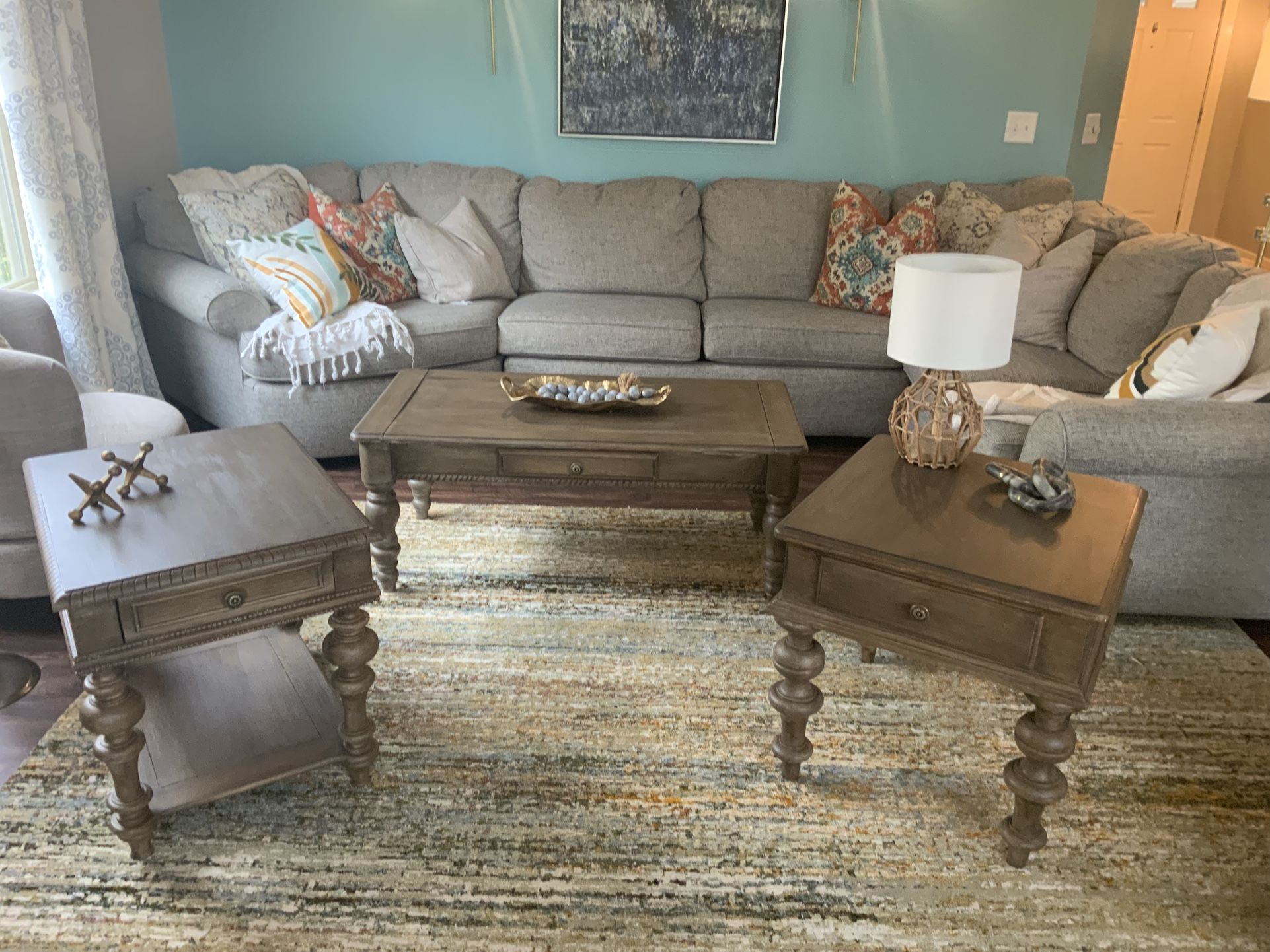 Refurbished Coffee Table And Two End Tables  With Drawers