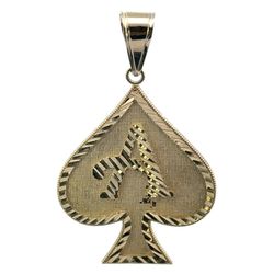 10k Yellow Gold Ace Of Spades Pendant For Necklace GP3113461
