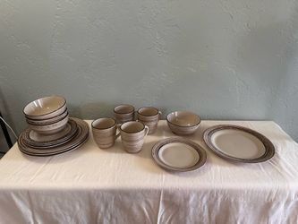 16-Piece Earth Tone Stoneware Dinnerware Set (Service for 4) Price: $40.00