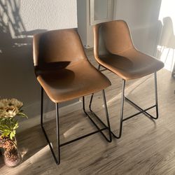 Brown Leather Chairs Barstools 