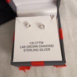 Lab grown diamond sterling silver earrings