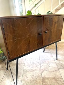 Mcm solid wood boffet cabinet 38”long x16”deep x35”height good condition