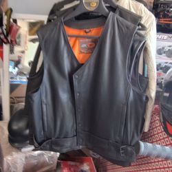 Motorcycle classic leather vest size extra large brand new high quality real leather