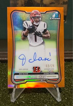 🔥 Ja’Marr Chase 2026 Bowman Chrome Orange Auto /25 – 03/25 🔥