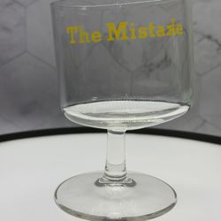 Set of (3) Awesome Tilted/Off Centered Glasses. The Mistake- Irish Mist & Popov Vodka Cocktail Logo glasses.  Novelty Drinking - Classic set!!