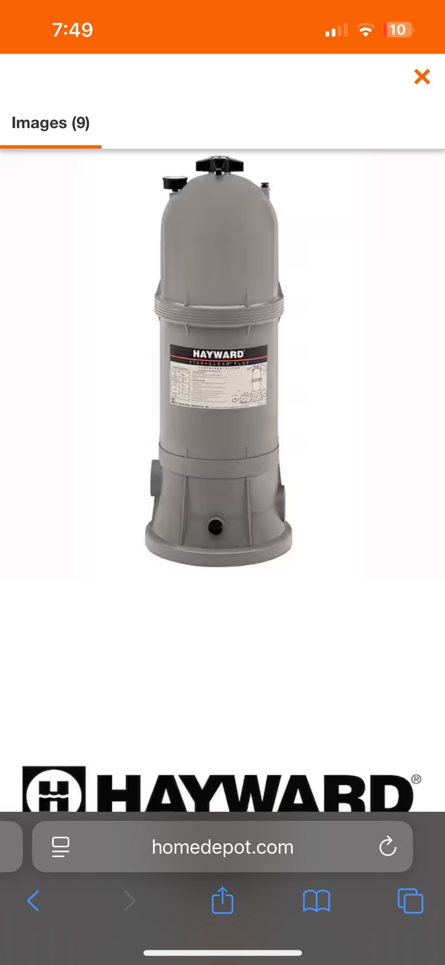 80 Sq Ft Pool/ Fountain Filter (Hayward)