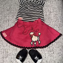 Pink Poodle Skirt set with matching shoes for dolls