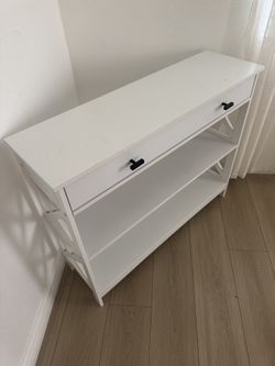 White console table with drawer