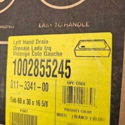 Bootz Left-Hand Drain 60" X 30"x 14.25" Porcelain Enameled Bathtub