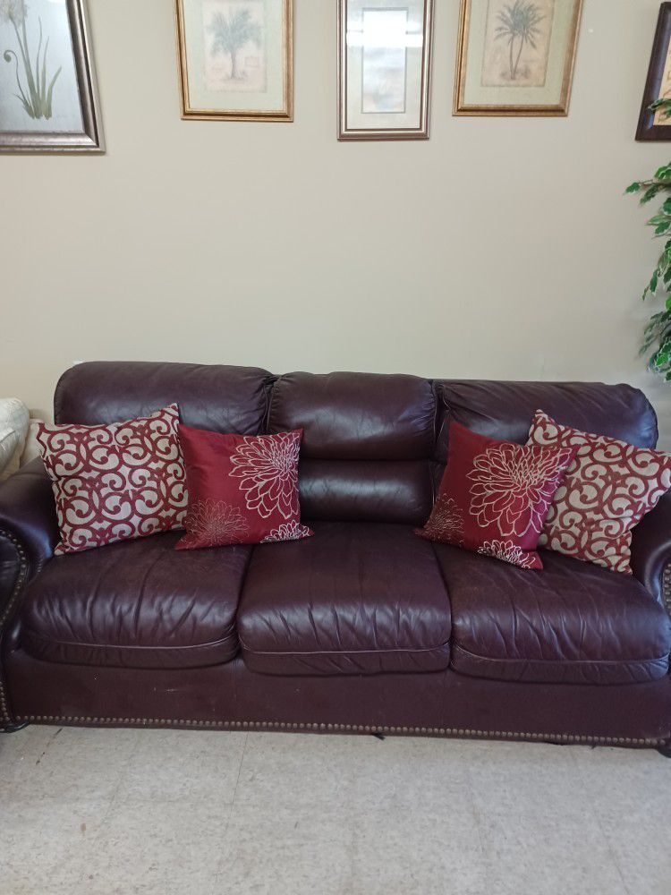 Dark Burgundy Leather Sofa - Price Reduction!
