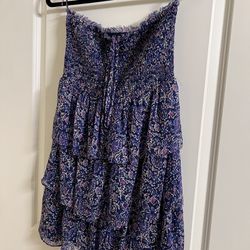 American Eagle Outfitters Women’s Medium Blue Floral Strapless Ruffle Dress