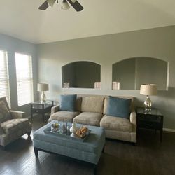 Country Contemporary Sofa And End Tables