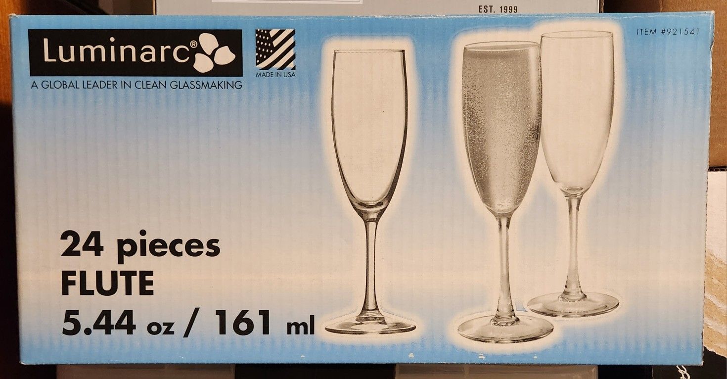 24 Champagne Flute Glasses 5.44 Oz Luminarc Brand New Sealed