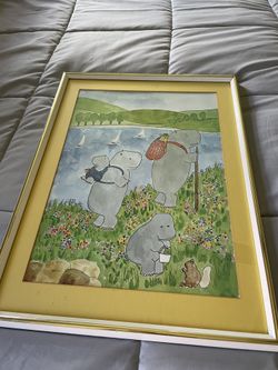 Susan Gantner Hiking Hippos Art Wall Decor