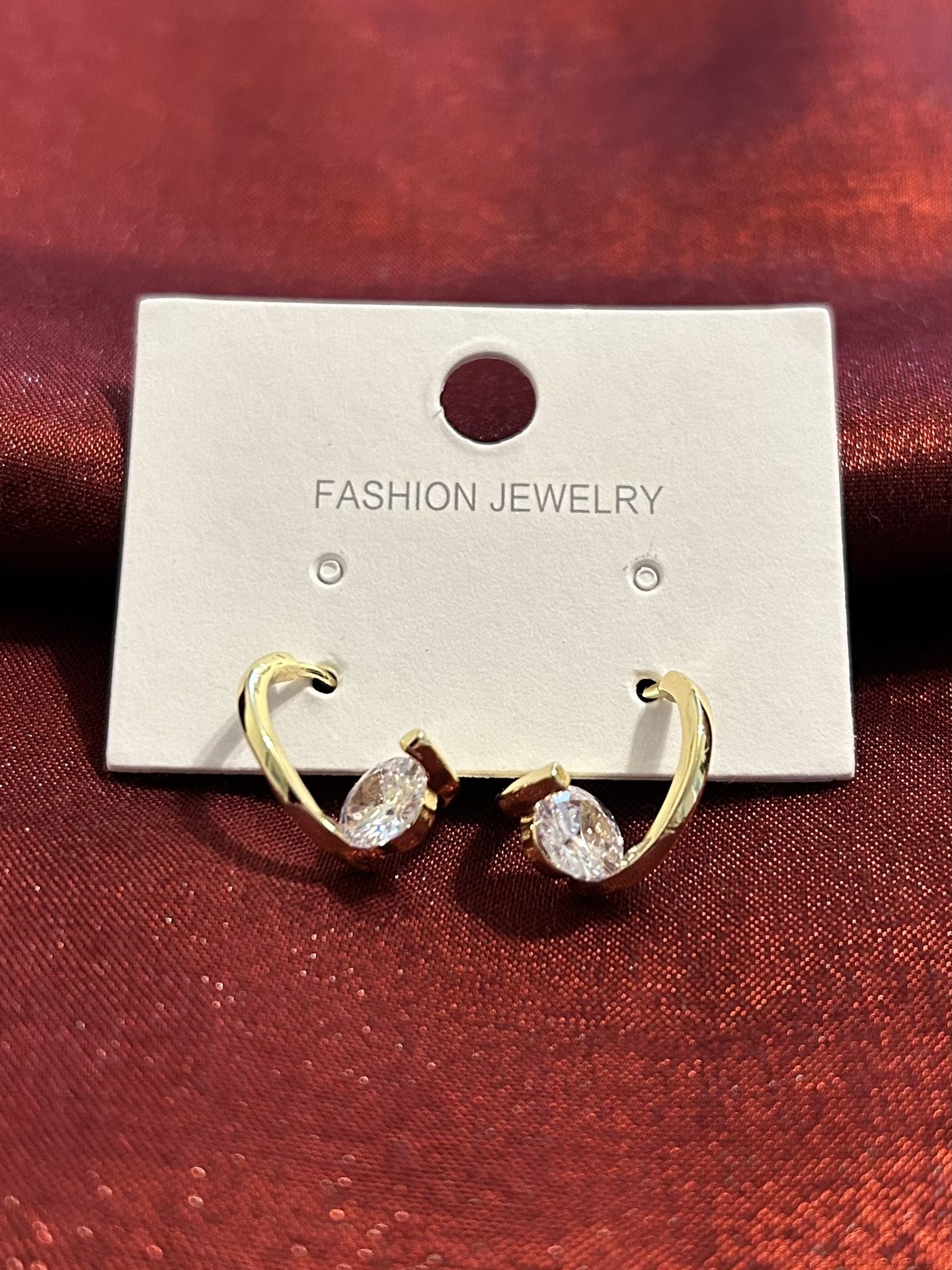Gold Crystal Hoop Earrings Fashion Jewelry 