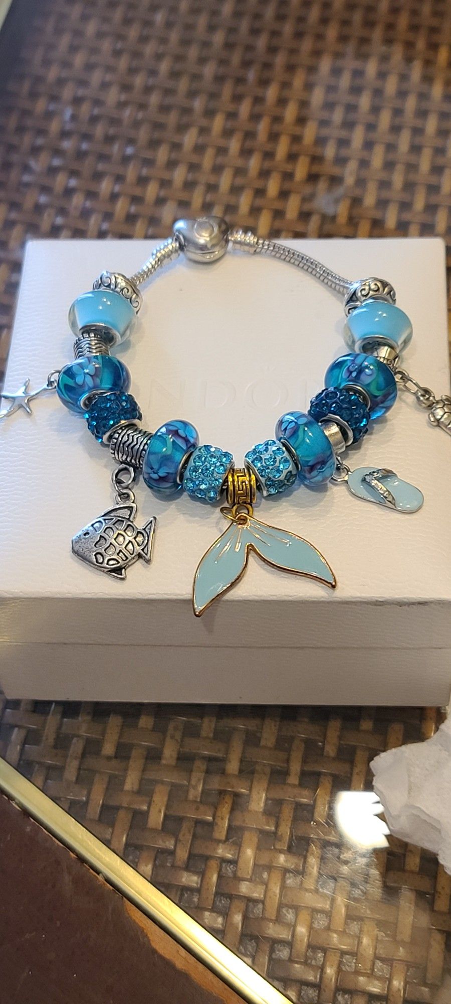 Ocean Themed Charm Bracelet 7.5"