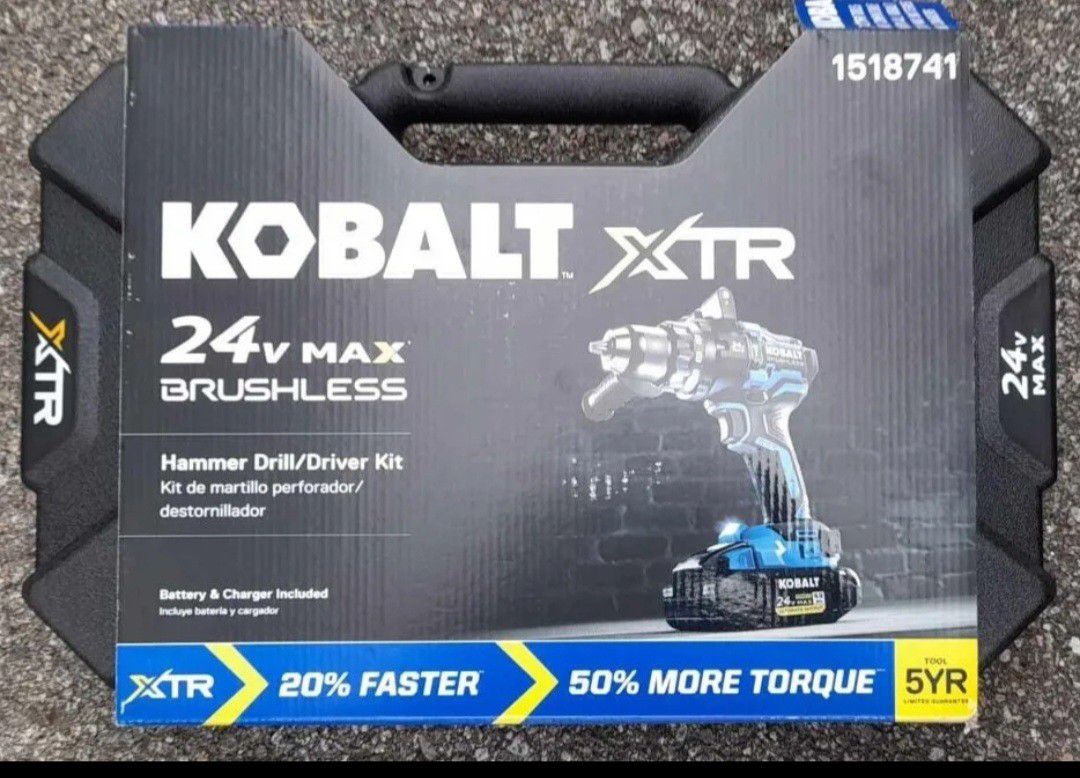 NEW Kobalt 1518741 XTR 24V 1/2" Cordless Hammer Drill/Driver Kit