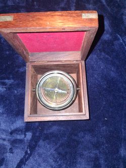 Wooden Antique Maritime Compass In Box 