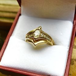 Wedding Engagement /wedding Bands 14kt Marquise