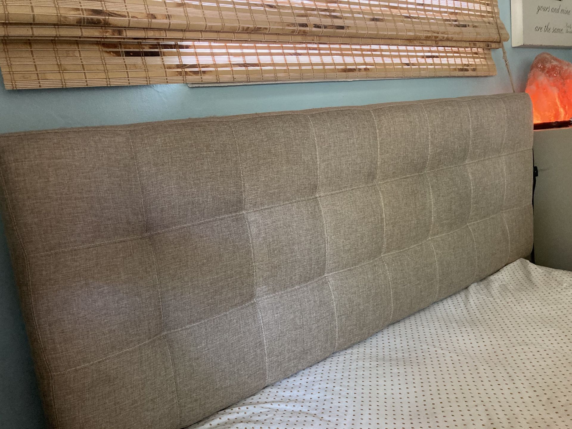 Queen Upholstered Headboard beige/linen look