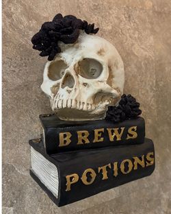 Halloween Light-up Skull on books