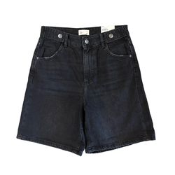 NWT SO Juniors Black High Rise Denim Shorts 100% Cotton Size 9 Casual Flat Front