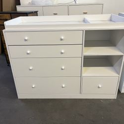 47.6" W ,Nursery Dresser with Baby Changing Table, Diaper Changing Tables for Nursery with 5 Drawers & Shelves, Changing Station Nursery Organizer for